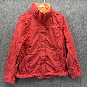 The North Face Jacket Womens Medium Red HyVent Fleece Lined Rain Coat Waterproof
